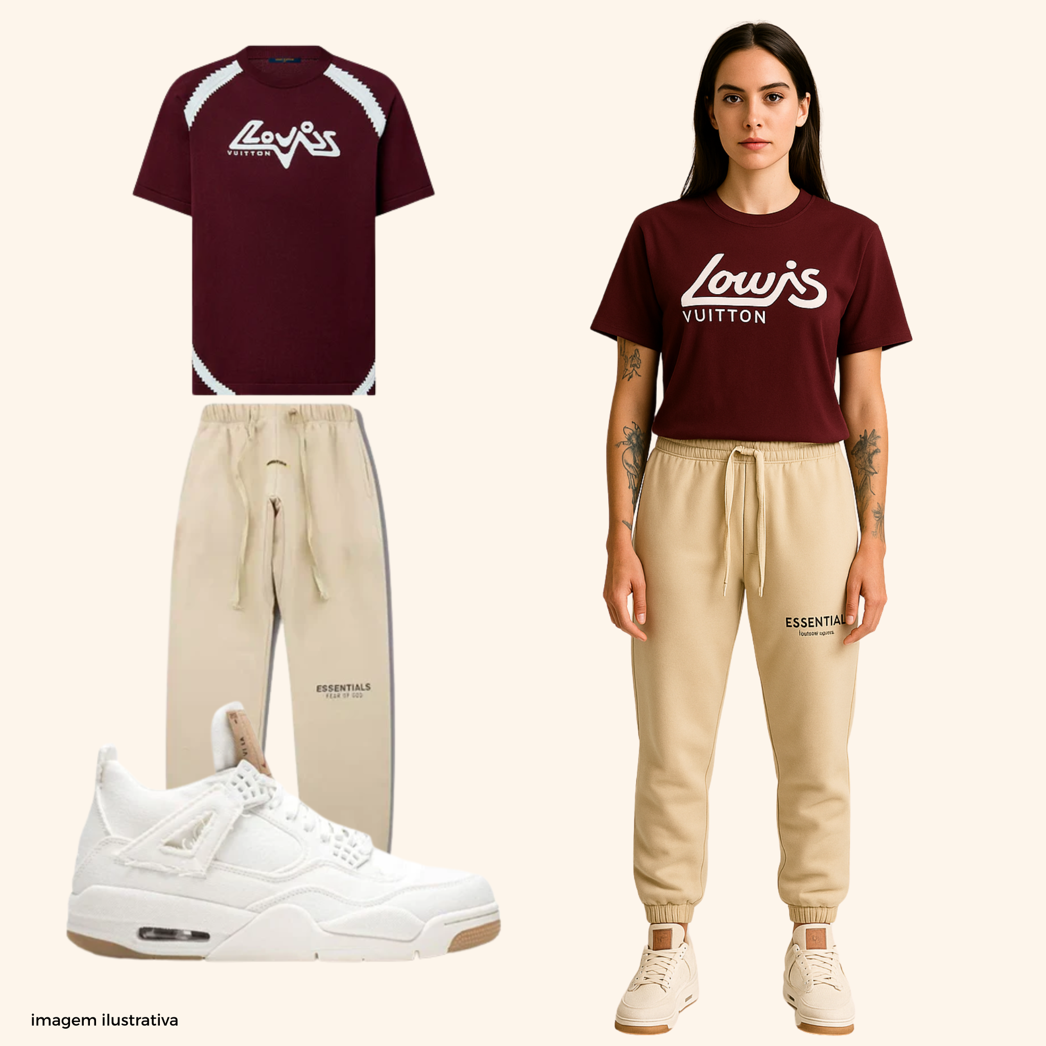 Outfit Beige & Bordeaux