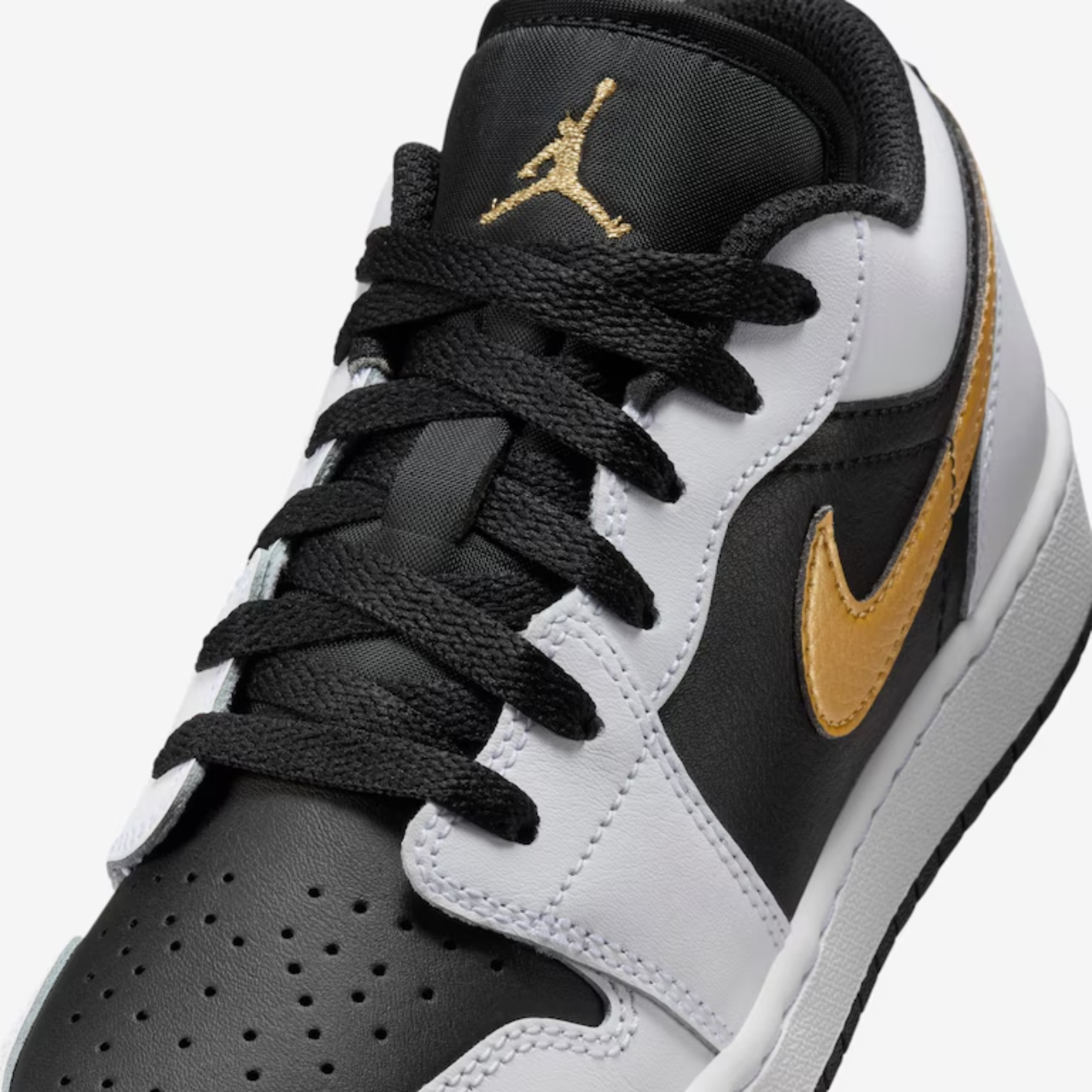 Nike Air Jordan 1 Low Metallic Gold Swoosh Black White