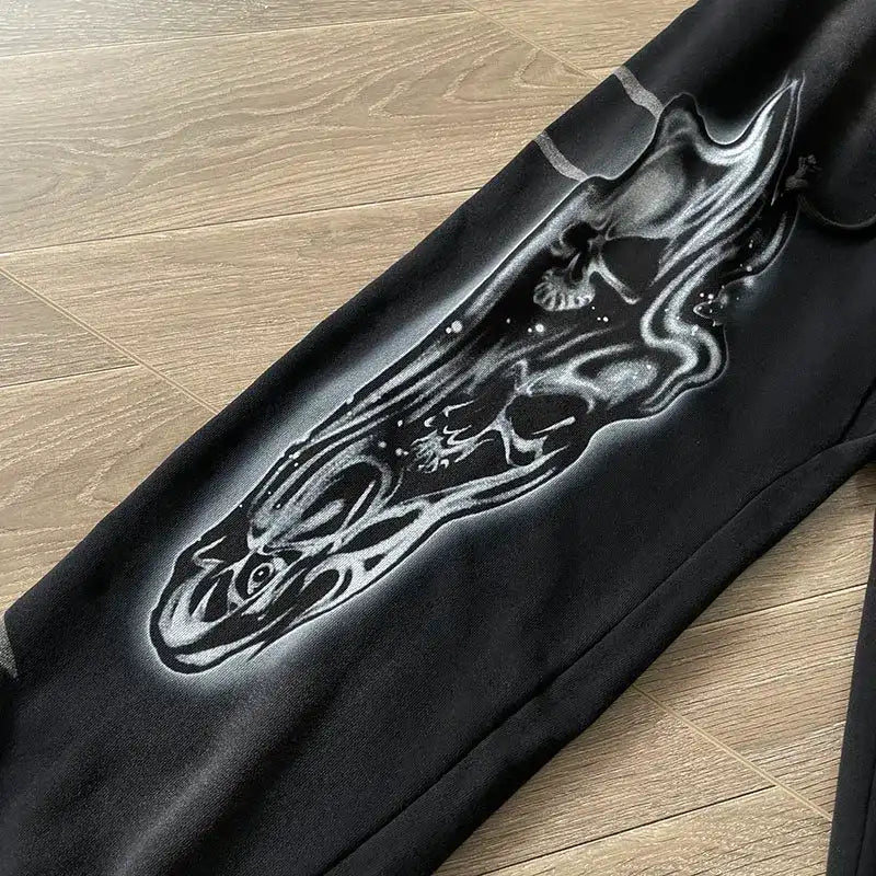 Calça Hellstar Airbrushed "Skull Flare"