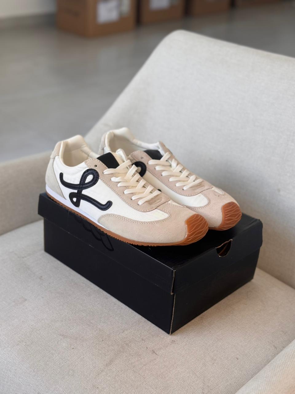 Ballet Runner 2.0 In Nylon and Calfskin "White" (Pronta entrega, 41)