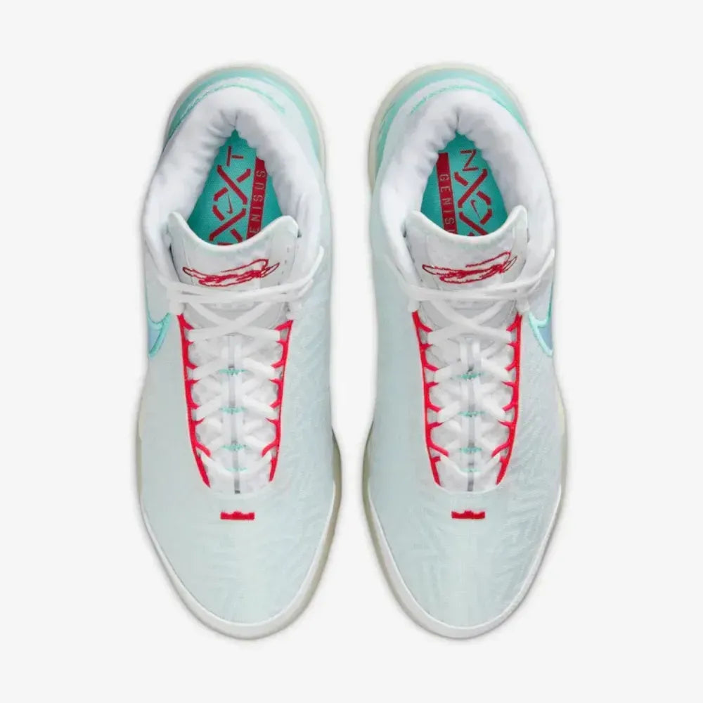 Nike LeBron NXXT Genisus White Aurora Green Siren Red Aegean Storm