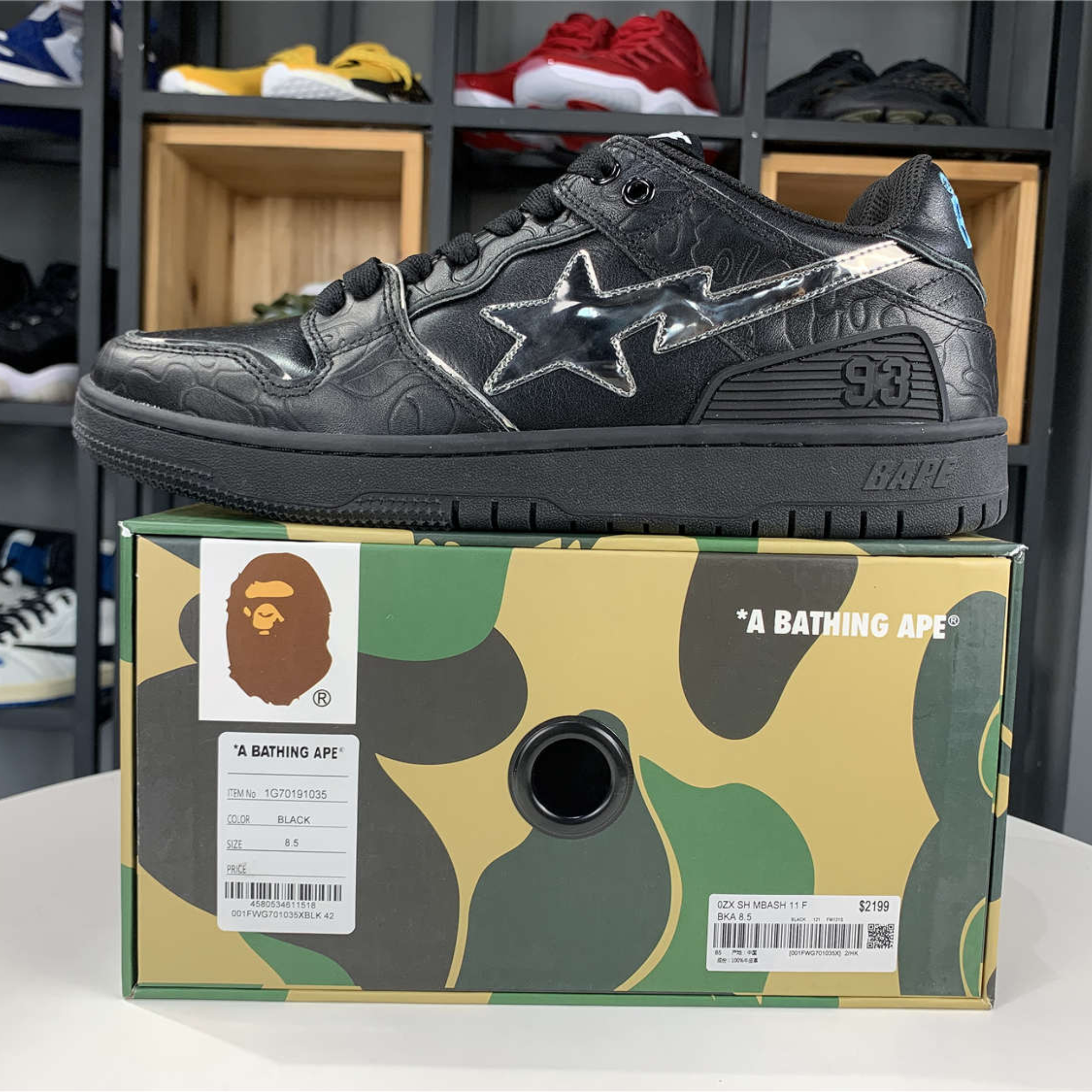 A Bathing Ape Bape SK8 Sta "Black Silver QC"