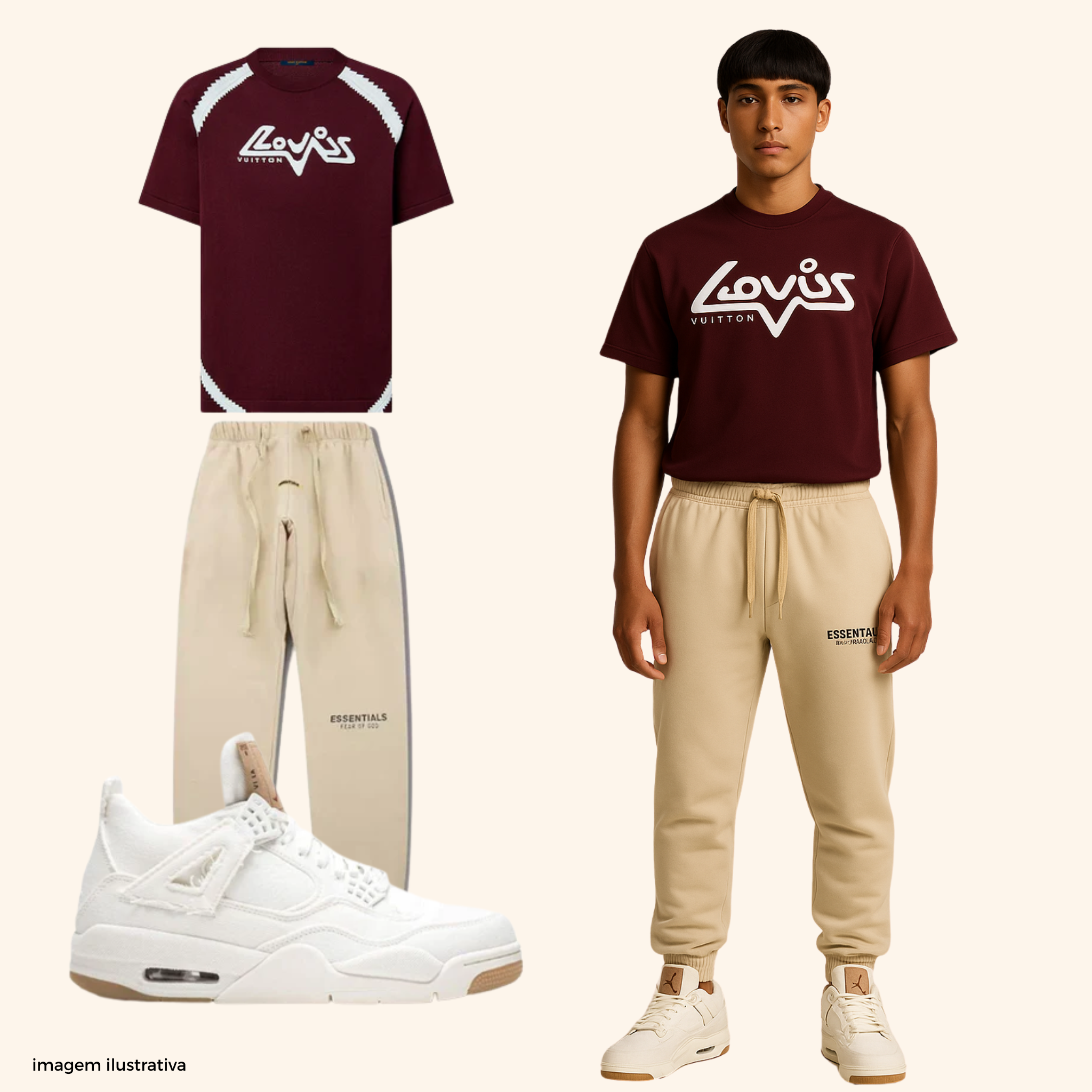Outfit Beige & Bordeaux
