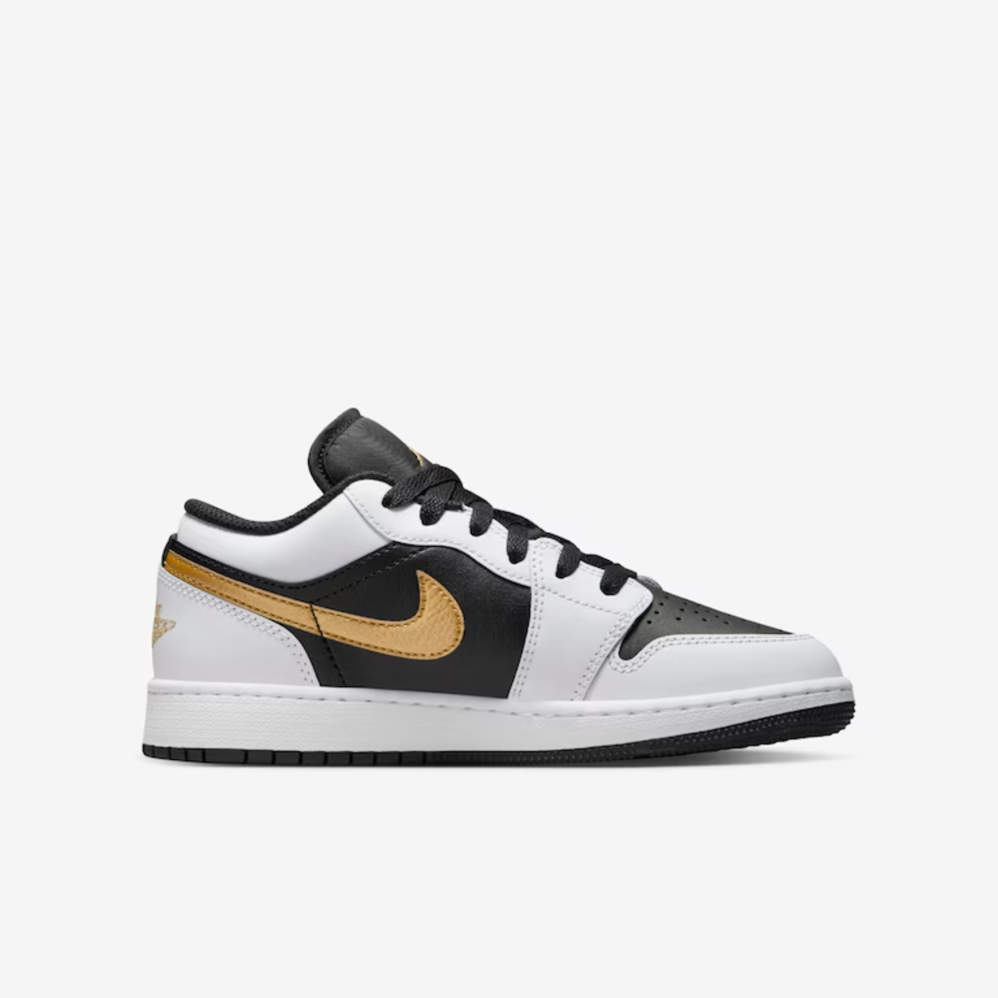 Air Jordan 1 Low Metallic Gold Swoosh Black White