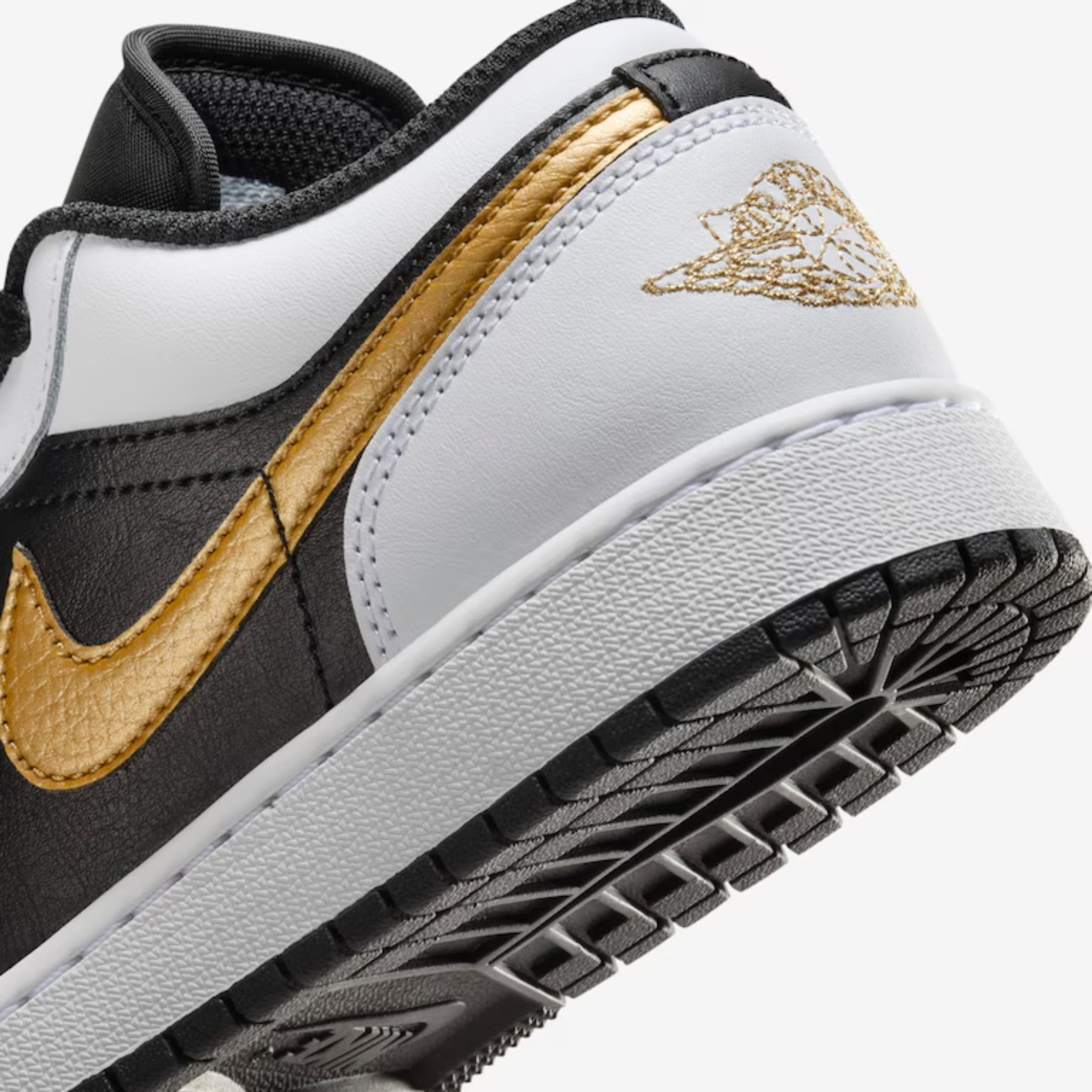 Air Jordan 1 Low Metallic Gold Swoosh Black White