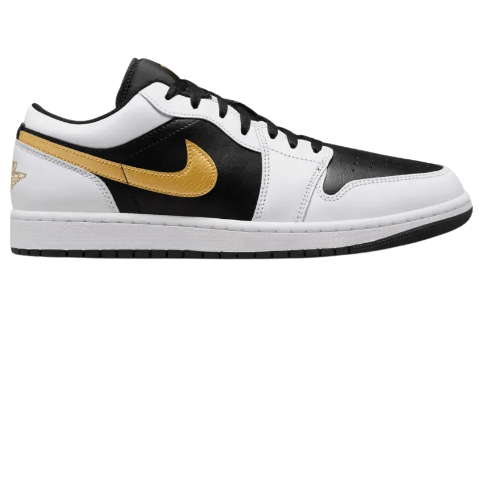 Air Jordan 1 Low Metallic Gold Swoosh Black White