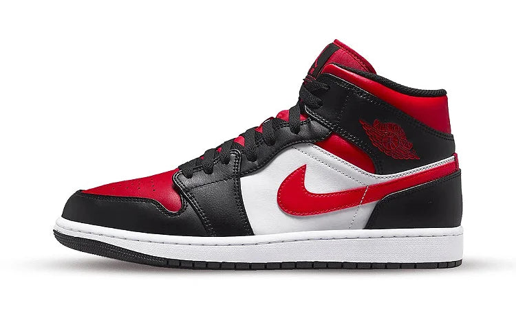 JORDAN 1 MID WHITE BLACK RED (2022)