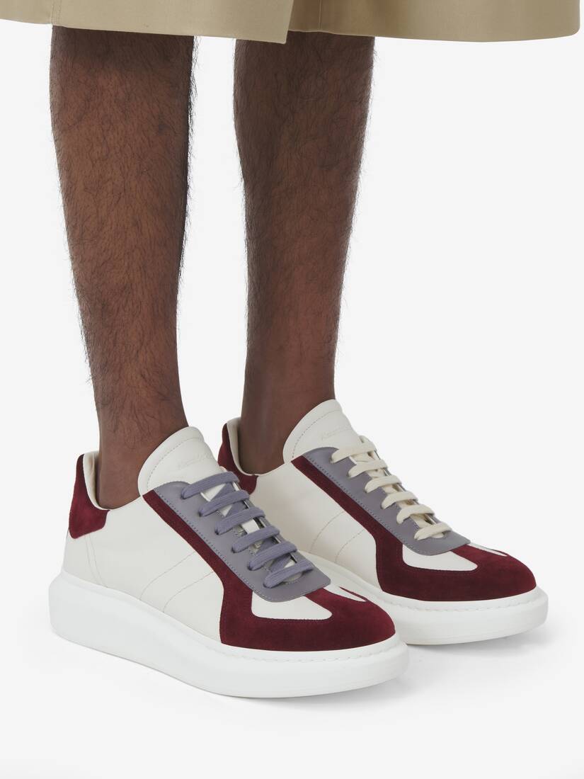 Men's Oversized Retro Sneaker in Off Whiteburgundygrey