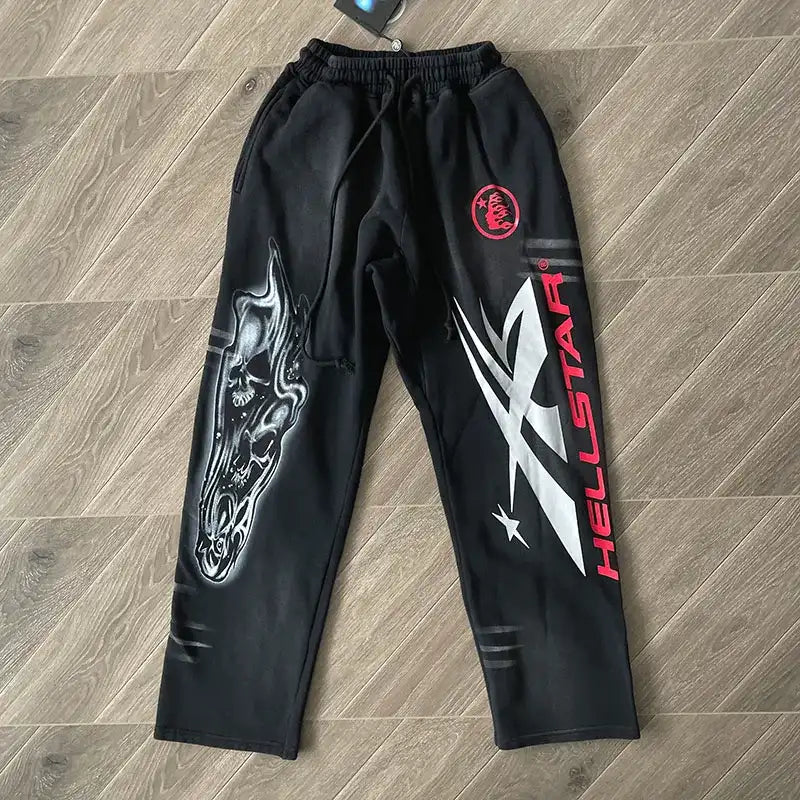 Calça Hellstar Airbrushed "Skull Flare"