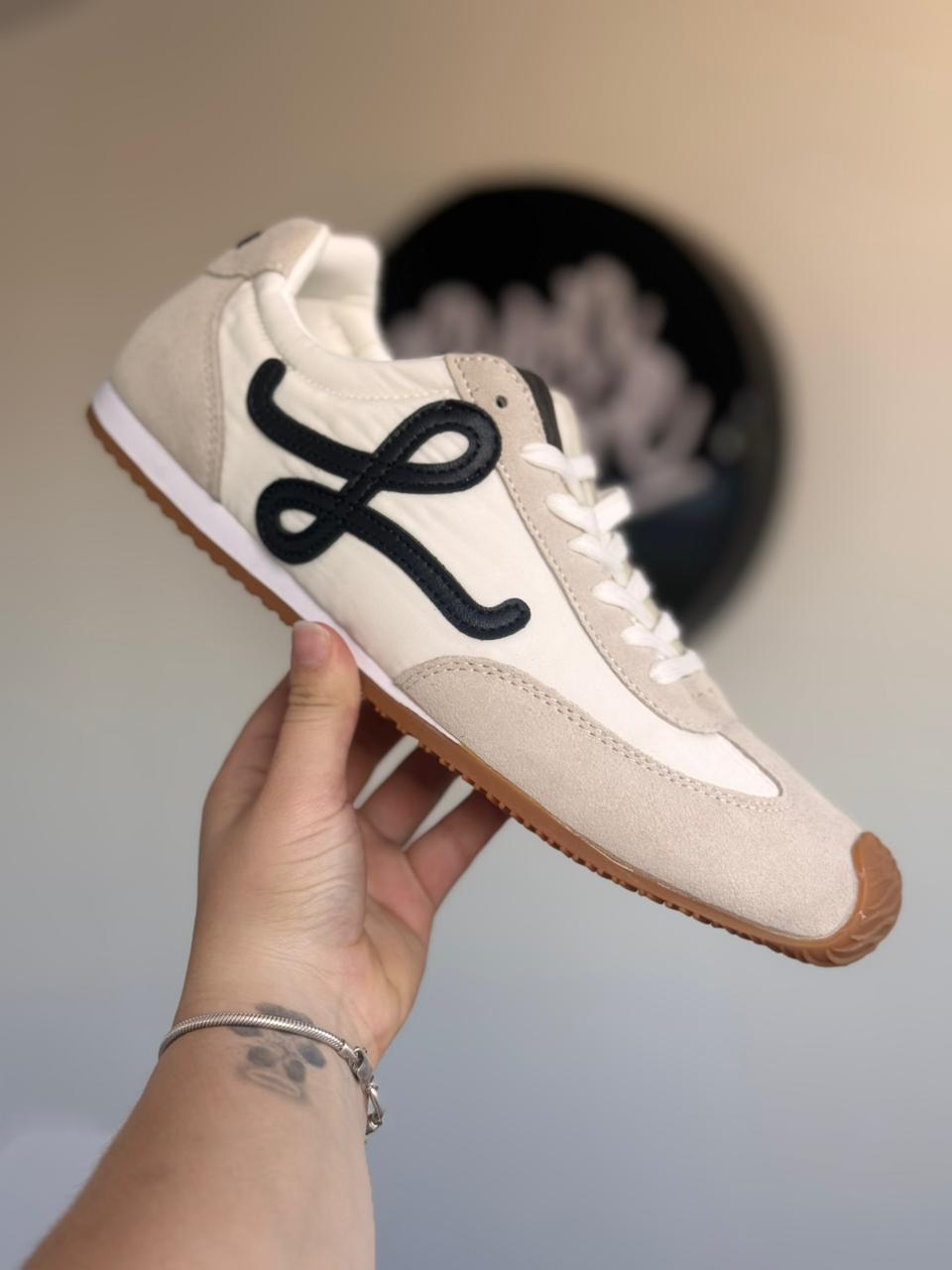 Ballet Runner 2.0 In Nylon and Calfskin "White" (Pronta entrega, 41)