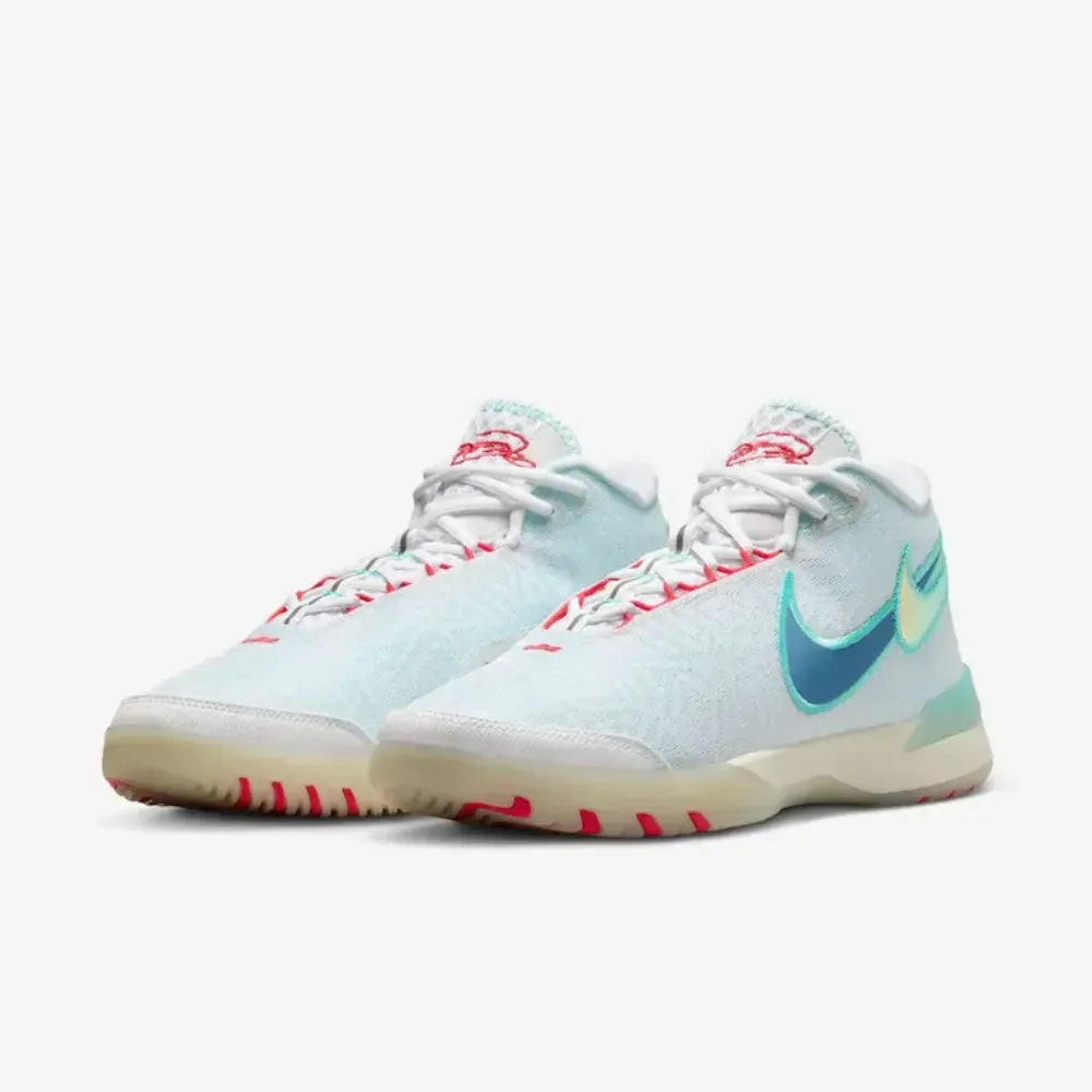 Nike LeBron NXXT Genisus White Aurora Green Siren Red Aegean Storm