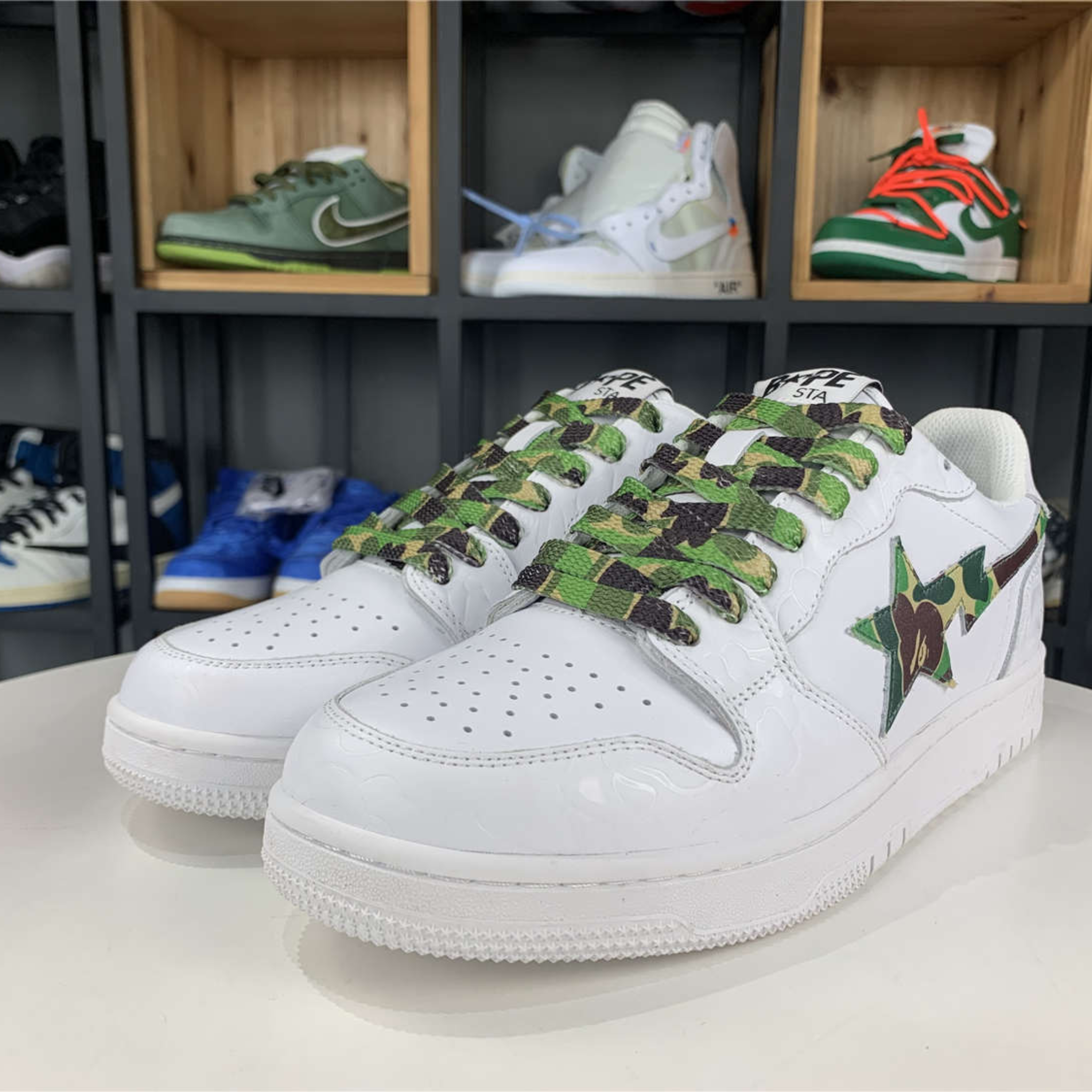 A Bathing Ape Bape Sta Low "White ABC Camo Green"