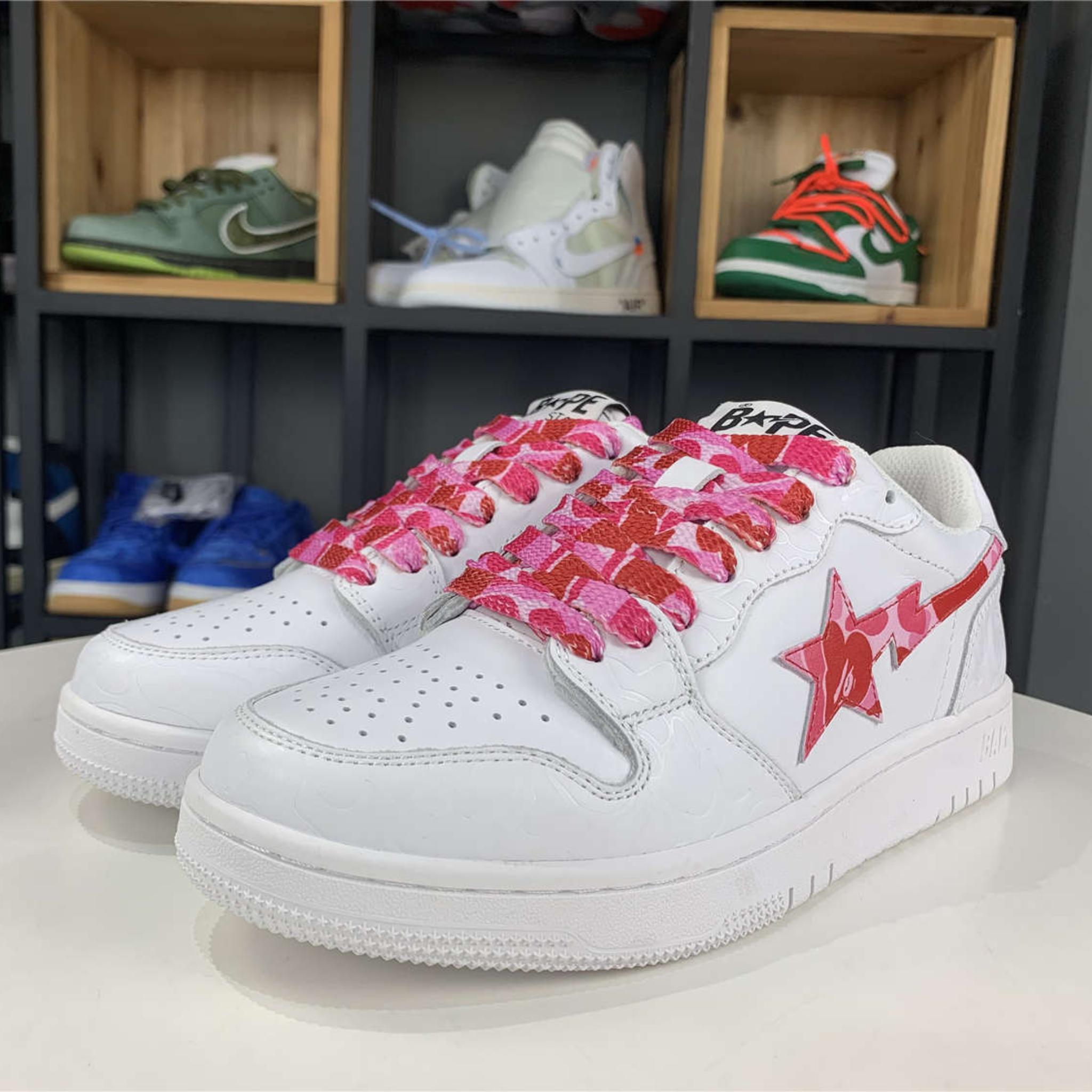 A Bathing Ape Bape Sta Low "White ABC Camo Pink"