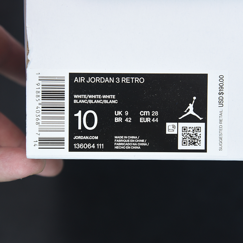 Jordan 3 pure white sales 2018