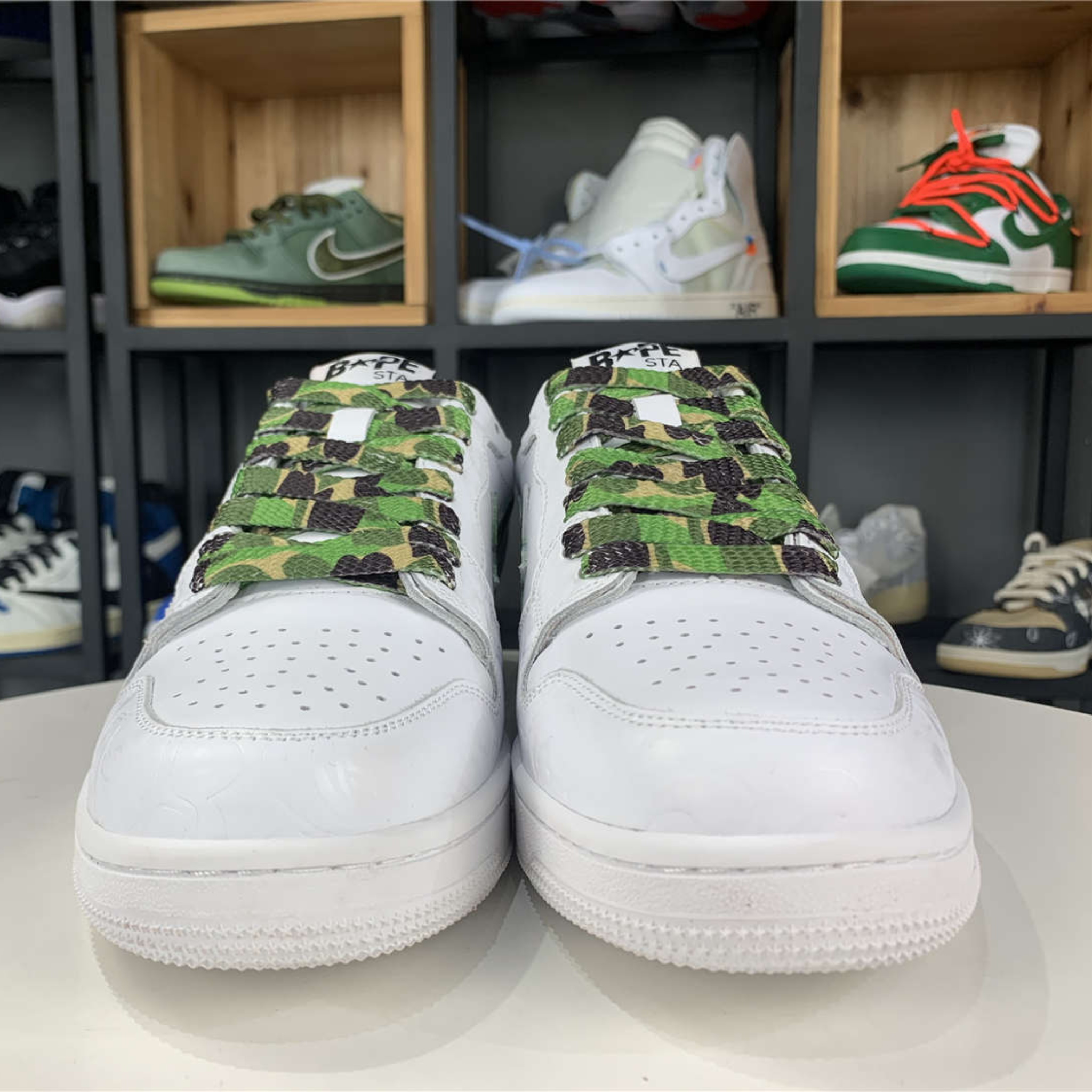 A Bathing Ape Bape Sta Low "White ABC Camo Green"